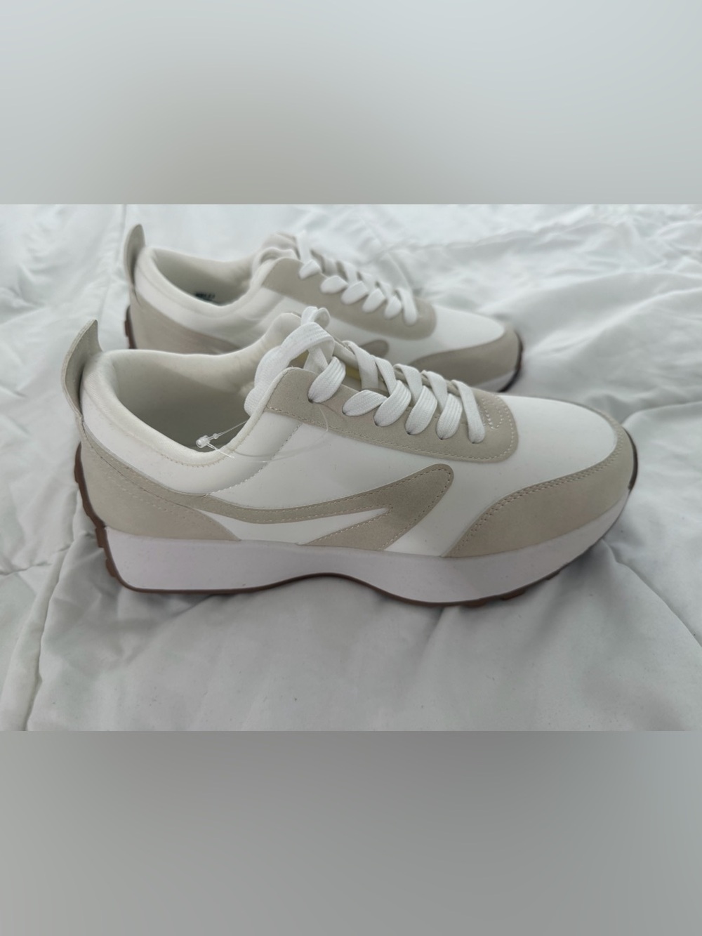 Dolce Vita White and Beige Platform Sneakers